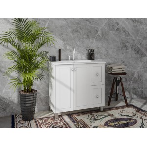 MJ12 Matte White MDF Free Standing Vanity Cabinet Only